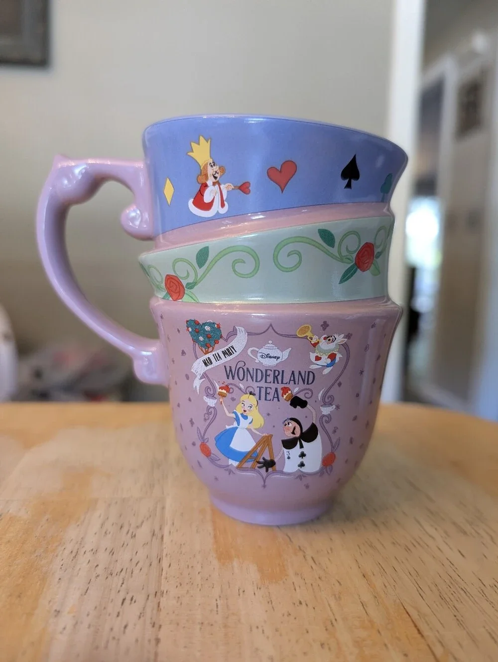 Disney Wonderland Tea Stacked Teacups - Purple, Blue, Green